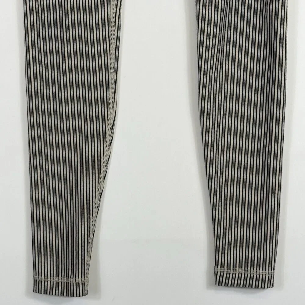 Lululemon Leggings Pants Womens 6 Blue Tan Stripe‎ Compression Active Yoga Gym